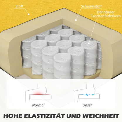 HOMCOM 2-Sitzer Stoffsofa Polstersofa Retro - Gelb