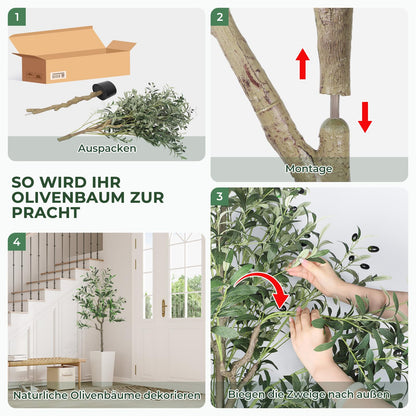 YOLEO Künstlicher Olivenbaum 120 cm Kunstpflanze mit Topf (Typ 2)