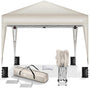 tillvex Faltpavillon 3x3m Pop-Up Gartenzelt mit Sandsäcken, Beige – Stahlgestell, Dachbespannung aus 210D Polyester