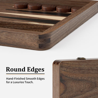 Puecrof Backgammon-Set aus Schwarznussbaumholz, Reisespiel