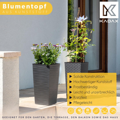 KADAX Pflanzkübel 3er Set mit Innentopf, Kunststoff, Grafit