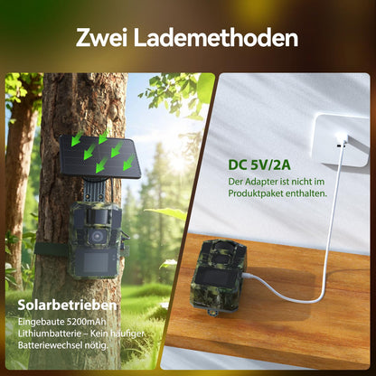 DEATTI T6 WLAN Solar Wildkamera 4K 48MP mit Nachtsicht und App