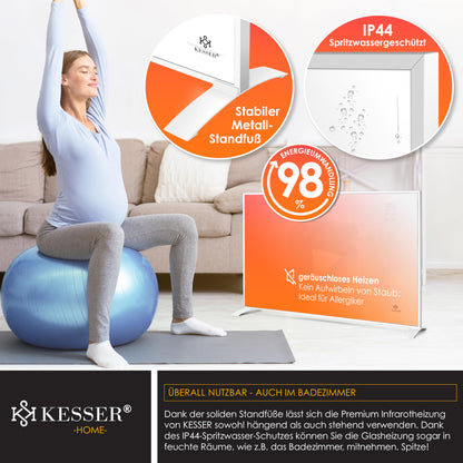KESSER Infrarotheizung 540W Heizpaneel – Stand-/Wandmontage