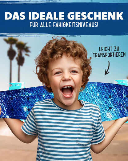 Deleven Skateboard LED Rollen 56 cm für Kinder & Erwachsene