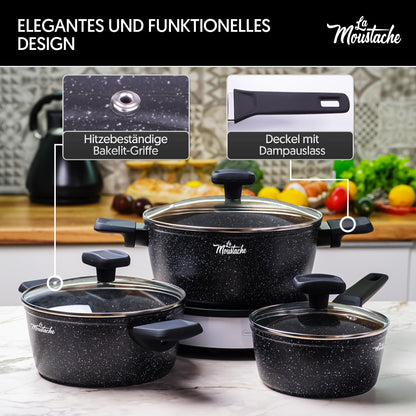 La Moustache 8-tlg. Antihaft Kochgeschirr-Set Aluminium – Onix