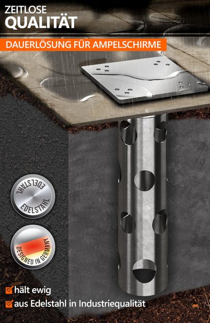 4smile Bodenanker Ampelschirm zum Einbetonieren - Edelstahl