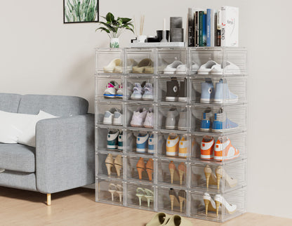 HOMIDEC Schuhboxen Stapelbar – 12er Set Transparent für Grösse 46