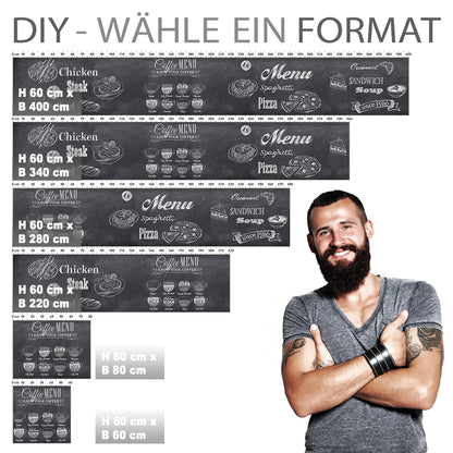 Stickerprofis BISTRO MENU Küchenrückwand selbstklebend Matt 60x500cm