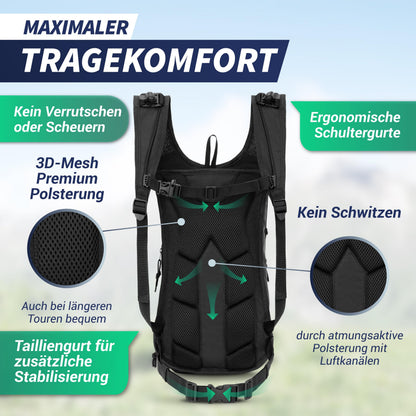 SASMO Fahrradrucksack 10L mit Trinkblase, Thermofach und Helmnetz