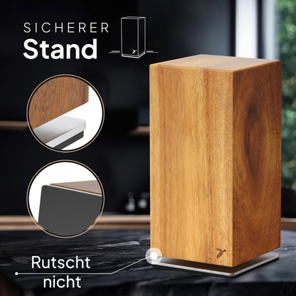 mahona Magnet-Messerblock drehbar – Akazie, unbestückt