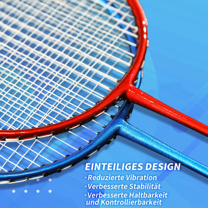 Crafteel Badminton-Set: 4 Schläger, 4 Federbälle und Tragetasche