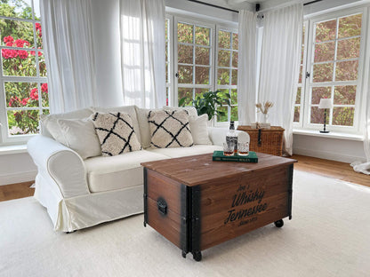 Uncle Joe's Couchtisch XL Whisky Truhe Stauraum Braun
