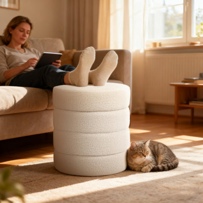 Zedelmaier Teddy Hocker mit Stauraum, rund, weiss, 120 kg belastbar