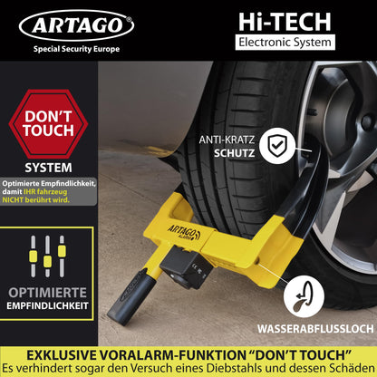 Artago ART872 Radkralle mit 120 dB Alarm, 2in1 Wegfahrsperre