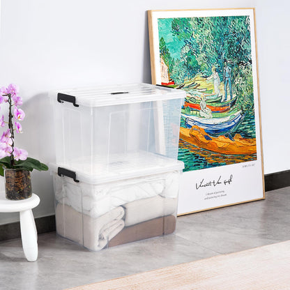 Cetomo Organizer-Behälter 90L Transparent - 3er Pack mit Deckel