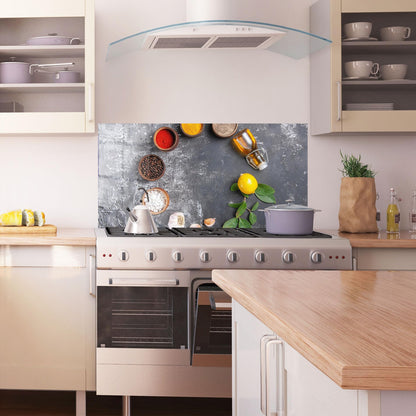 ARTHUB® Küchenrückwand Glas ESG 60x120 cm - Lebensmittel Gewürze