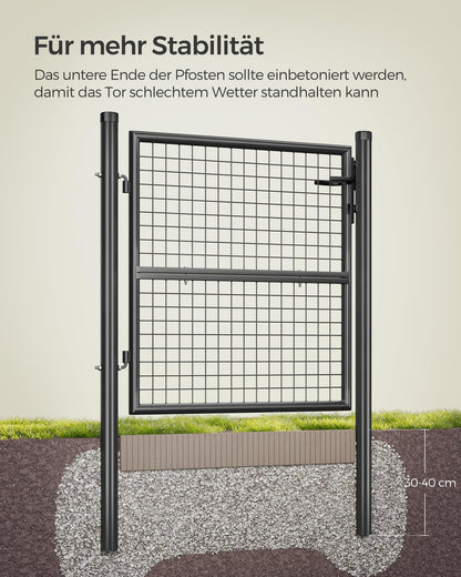 SONGMICS Gartentor Doppeltor aus Stahl, abschliessbar, 106 x 100 cm
