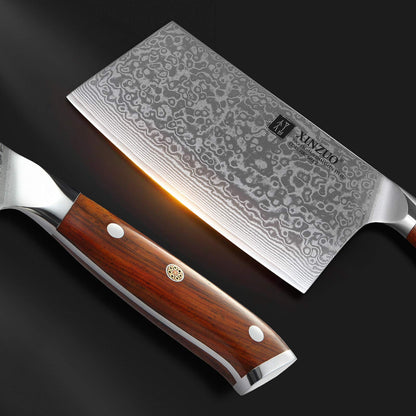 XINZUO Yu Serie chinesisches Kochmesser - Damaststahl 18cm