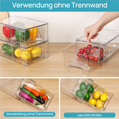 Vtopmart Aufbewahrungsschubladen 4er-Set, stapelbar, transparent