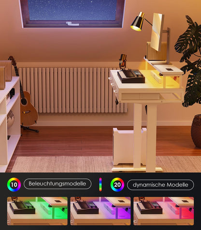 OffiGo Elektrischer Schreibtisch m. Schubladen 140cm Weiss