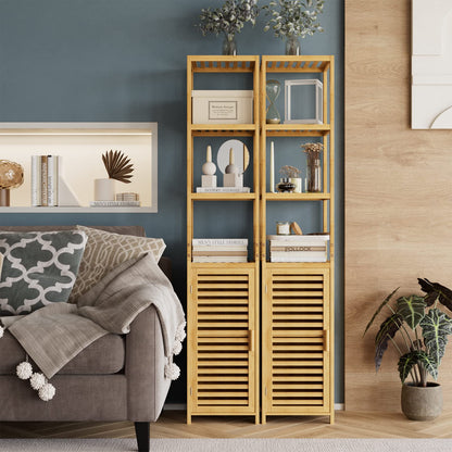 FOREHILL Bad Hochschrank schmal Bambus – Natur 169cm