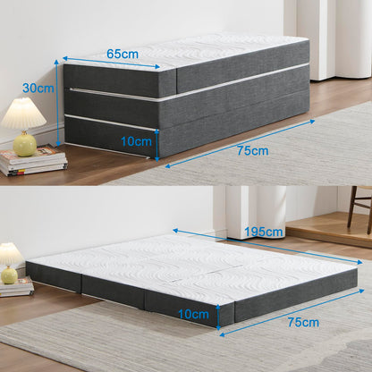 Twirest Klappmatratze für Gäste - 75x195x15 cm grau