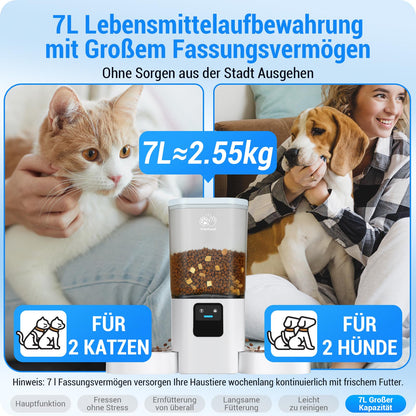 Frienhund Futterautomat Katze 2 Näpfe - APP, WiFi, 7L, Langsam