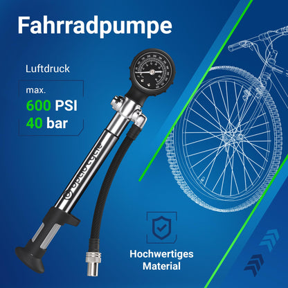 Optio Cycle Dämpferpumpe 600 PSI – Federgabelpumpe mit Manometer