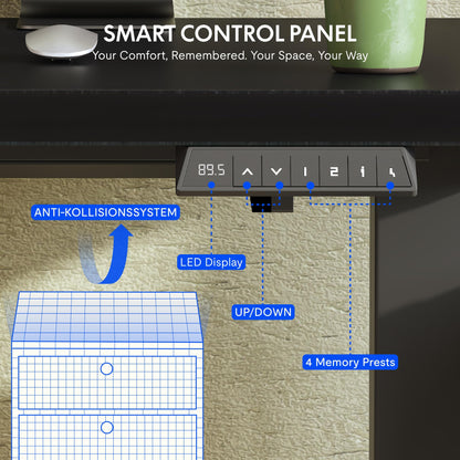 FlexiSpot Höhenverstellbares Schreibtisch Gestell - Schwarz