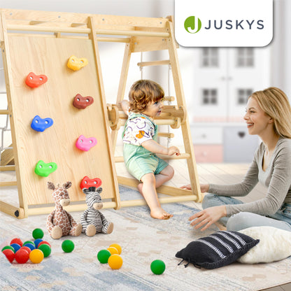 Juskys Mini Klettergerüst Indoor Kletterturm klappbar Natur