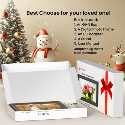 FRAMEO Digitaler Bilderrahmen WLAN 10,1 Zoll IPS Touchscreen 32GB