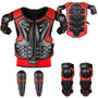 JUSTDOLIFE Kinder Motorrad Schutz-Set Protektoren Rot (4-14 J.)