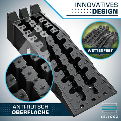 SELLOGX Auffahrrampe PKW 2er Set, bis 5 t, HDPE, rutschfest