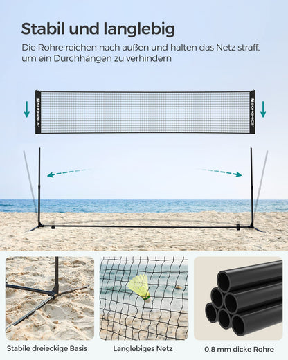 SONGMICS Badminton-Netz 4 m, höhenverstellbar, schwarz SYQ400H