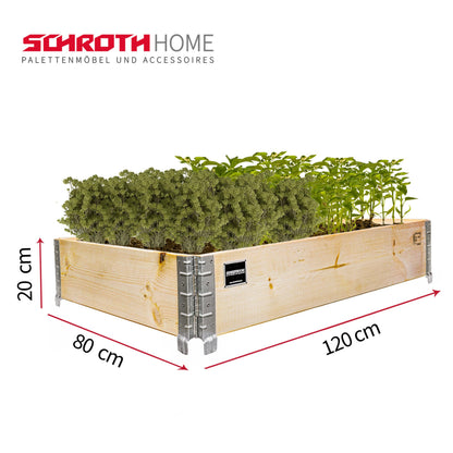 Schroth Home Hochbeet Palettenrahmen 120x80x20cm Fichtenholz 3er-Set