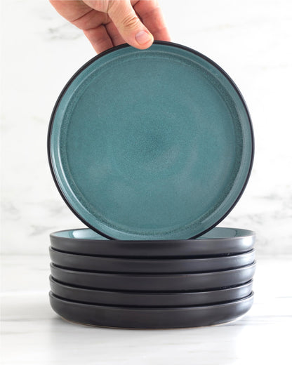 Pure Living Ibiza Steingut Geschirrset 12 Personen Petrol