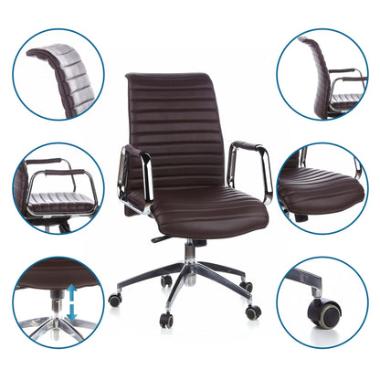 hjh OFFICE ASPERA 10 Chefsessel - Leder Braun/Chrom