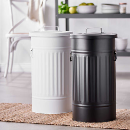 BUTLERS Oskar Retro-Mülltonne 40 l aus verzinktem Metall mit Deckel