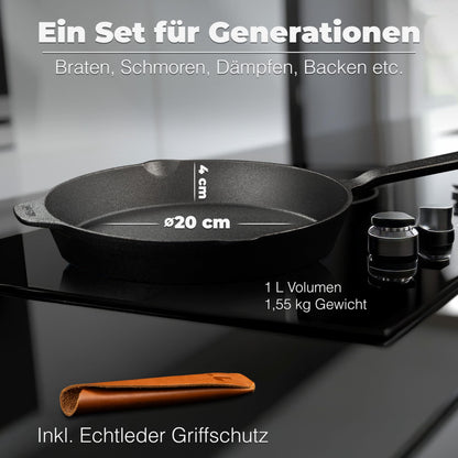 TECOR Gusseisenpfanne 20 cm, Induktion, unbeschichtet, universell