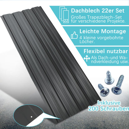 Thanaddo Trapezblech – 22er Set mit Schrauben 10.12m²