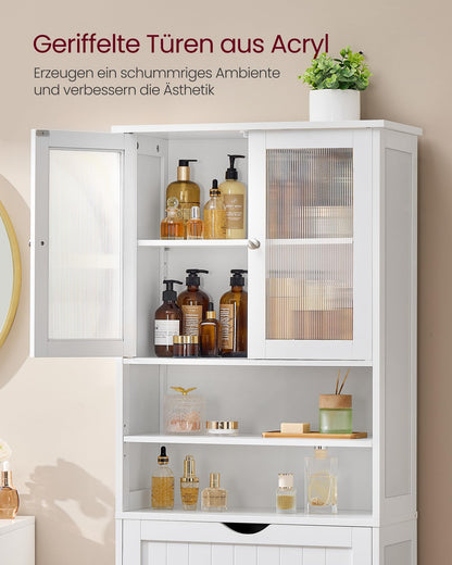 VASAGLE Badezimmerschrank BBC768W01 mit Schublade, wolkenweiss