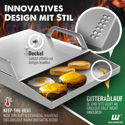Waldmeister BruzzPlate Plancha Grillplatte Edelstahl 40x30 cm