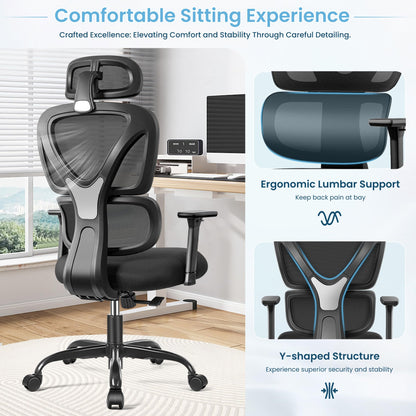 KERDOM Ergonomischer Schreibtischstuhl Bürostuhl – Schwarz