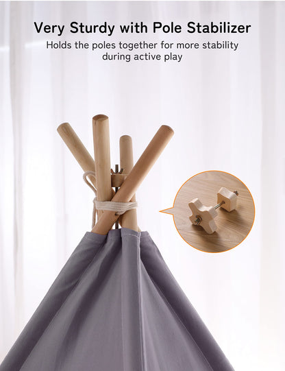 besrey Tipi Kinderzelt Spielzelt – Baumwolle Indoor Outdoor Lichter Matte