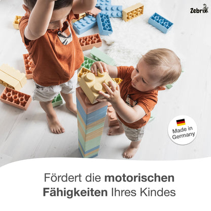 Zebrix XXL Klemmbausteine Pastellfarben, 25 Soft Touch Bausteine