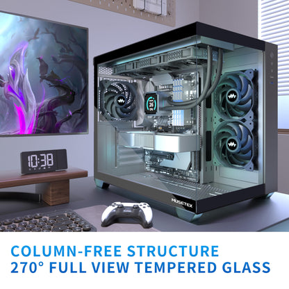 MUSETEX Y6 Gaming PC Gehäuse ATX Tempered Glass - Schwarz