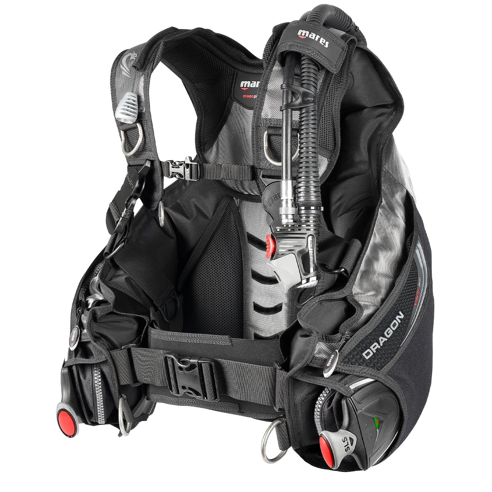 Mares Dragon SLS Tauchweste Unisex Mehrfarben Grösse M. Mehrfarbige Jacket-BCD zur Auftriebskontrolle beim Tauchen, mit integrierten Bleitaschen.