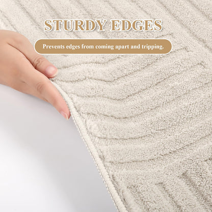 Enyhom Wohnzimmer Kurzflor Teppich waschbar 160x230cm - Beige