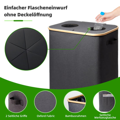 SYLANDO Pfandflaschen-Sammelbehälter 140 L mit Deckel, dunkelgrau