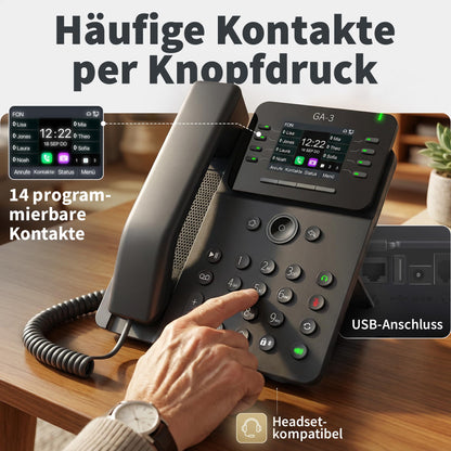 GEQUDIO GA-3 Festnetztelefon schnurgebunden mit Anrufbeantworter